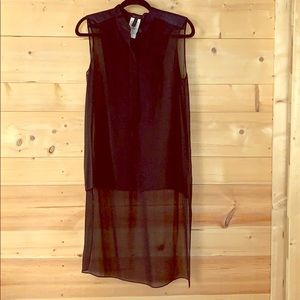 BCBG tuxedo style black blouse size S